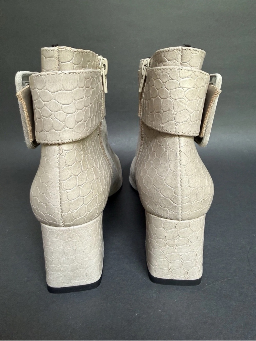 Ron White Linzi Waterproof Cashmere Suede Booties Croc-Texture Buckle Strap 6.5 - Picture 4 of 8
